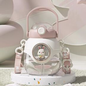 زجاجة ماء مع قش 37 أوقية كاوايي زجاجات مياه مع حزام قابل للتعديل للنساء ، هدايا مكتب مدرسة الفتاة في سن المراهقة ، زجاجات مياه حيوان لطيف - خنزير وردي in Kuwait