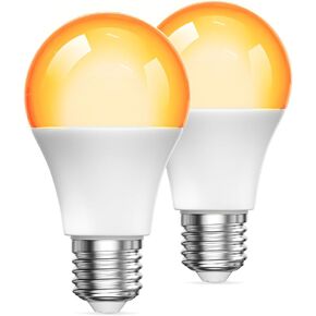 Bonlux Amber Light Bulbs 2000K, A19 9W E26 LED Yellow Soft Warm Sleep Light Bulb Blue Light Blocking (60 Watt Equivalent) for Bedroom,Healthy Sleep, Baby Nursery Light, Night Light Bulb, 2 Pack