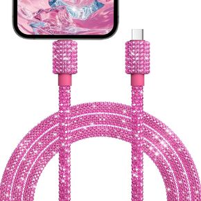 لسلك شاحن iPhone [معتمد من MFI] USB C إلى كبل iPhone 4ft Bling Pricking Diamond Fast Charging Cable for iPhone 14 13 12 11 CHINESTONS