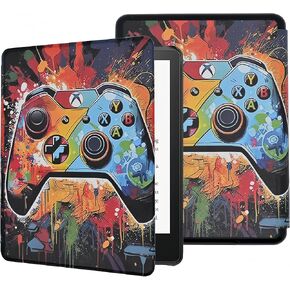Case for 6.8" Kindle Paperwhite (11th Generation-2021) and Kindle Paperwhite Signature Edition, Cool Gaming Lightweight PU Leather Book Cover with Auto Wake/Sleep