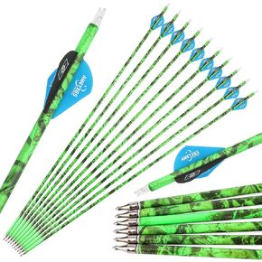 ZSHJGJR 30" Carbon Arrows Archery Hunting Arrows Spine 500 with Removable Tips Targeting Practice Arrows for Compound Recurve Bow