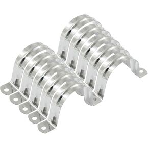 25 Pack M5 Rigid Pipe Strap, 1/4 Inch Stainless Steel Two Hole Cable Strap, U Bracket Conduit Clamp for Fixing Tube, Cable, Pipe (Silver, 5 mm)