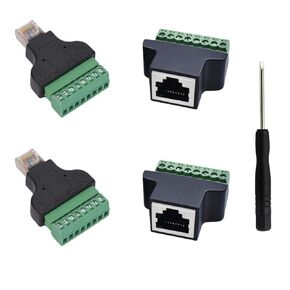 4PCS RJ45 Female to 8 Pin Screw Terminal,8P8C RJ45 Ethernet Screw Terminal Connector,RJ45 Screw Terminal for CCTV DVR Cat5 Cat6 Cat7 Network Adapter