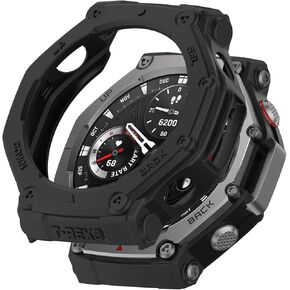 Compatible with Amazfit T-Rex 3 Protective Case Cover, Smartwatch Protective Case Cover Shell Soft and Durable Watch Accessories，Premium Soft TPU Slim Case Cover-Black/Green
