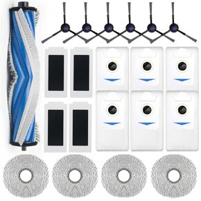 21 Pack T30S Replacement Parts Only for ECOVACS DEEBOT T30S, T30S AI, T30S Pro, T30S Care Robot Vacuum Accessories Kit, 1 V-shaped Brush, 4 Hepa Filters, 4 Mop Pads, 6 Side Brush, 6 Dust Bags