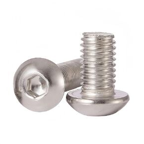 M8 x 45mm, M8 Button Head Socket Cap Bolts Screws,304 Stainless Steel(A2-70), Allen Hex Drive, Bright Finish, M8x1.25, Fully Threaded, Quantity 10