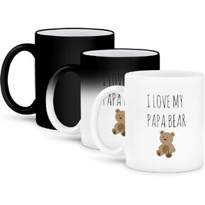 3dRose I Love My Papa Bear Two Tone Mug, 11oz, Black