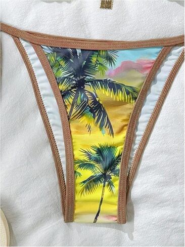 WDIRARA Women's Tropical Print Halter Bikini Set Tie Side Triangle Swimsuit Two Piece Bathing Suit in Saudi Arabia