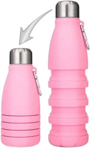 Travel Revealer Collapsible Water Bottles kids 18.5 oz Reusable LeakProof Silicone refillable girls Water Bottles BPA Free Foldable Sports Bottles portable travel collapsible water bottles (3 pk) in Saudi Arabia
