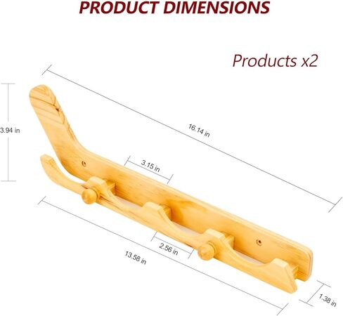 2 حزمة لعبة الهوكي عروض الصولجان لعرض 4 كرات الصولجان - حامل حائط خشبي مع خطاف - Hockey Puck Holder Room Room Decor in Kuwait