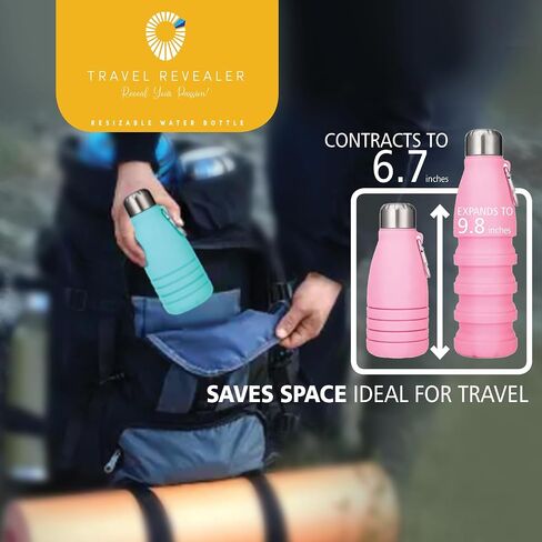 Travel Revealer Collapsible Water Bottles kids 18.5 oz Reusable LeakProof Silicone refillable girls Water Bottles BPA Free Foldable Sports Bottles portable travel collapsible water bottles (3 pk) in Saudi Arabia