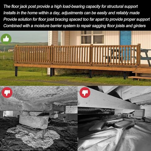 House Jacks for Leveling, 2 PCS Adjustable Jack Post 11"-16" Basement Floor Jack, Screw Floor Jack Post Supports Stabilizer Jacks for House Foundation, Stairs, Porches, Roof Beams in Kuwait