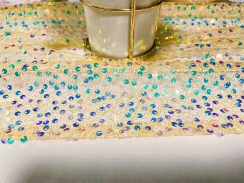 Jyflzq Iridescent الأرجواني الترتر الجدول عداء 10 قدم حورية البحر عداء لافندر براقة بريق خطوط الطاولة الطويلة المعد in Saudi Arabia