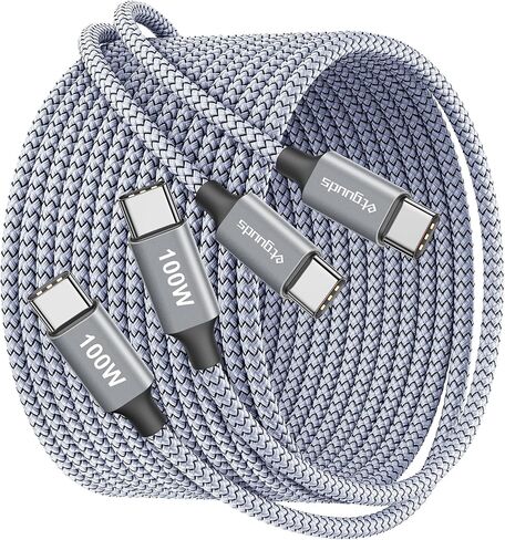 Etguuds 100W USB C Cable 6.6ft ، 2 عبوة USB C إلى USB C Cable 100 واط شحن سريع النوع C شاحن لـ iPhone 16 15 Pro Max/Pro ، Macbook/iPad USB-C ، Samsung Galaxy S24/S23 ، Pixel in Kuwait