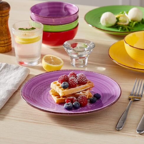 vancasso Bonita Dinner Plates, 10.5 Inch Ceramic Plates, Microwave, Oven and Dishwasher Safe Plates Set of 6 - Assorted Colors in Saudi Arabia