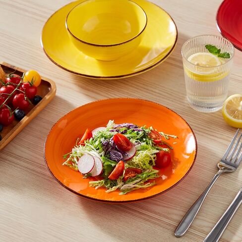 vancasso Bonita Dinner Plates, 10.5 Inch Ceramic Plates, Microwave, Oven and Dishwasher Safe Plates Set of 6 - Assorted Colors in Saudi Arabia