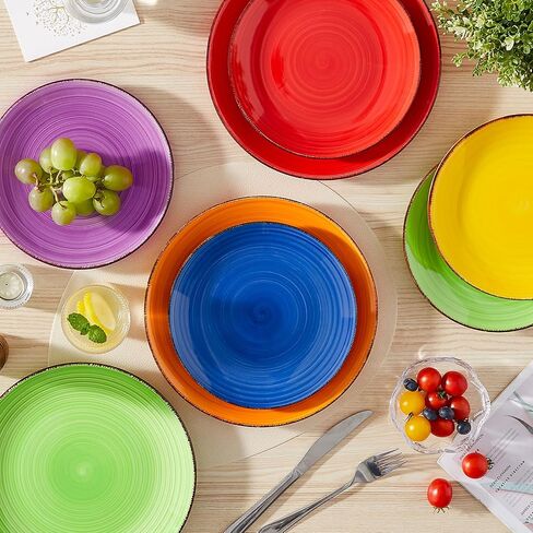 vancasso Bonita Dinner Plates, 10.5 Inch Ceramic Plates, Microwave, Oven and Dishwasher Safe Plates Set of 6 - Assorted Colors in Saudi Arabia
