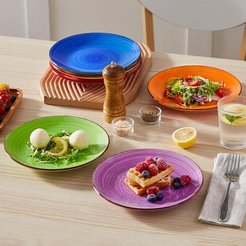 vancasso Bonita Dinner Plates, 10.5 Inch Ceramic Plates, Microwave, Oven and Dishwasher Safe Plates Set of 6 - Assorted Colors in Saudi Arabia