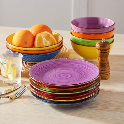 vancasso Bonita Dinner Plates, 10.5 Inch Ceramic Plates, Microwave, Oven and Dishwasher Safe Plates Set of 6 - Assorted Colors in Saudi Arabia