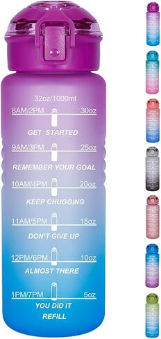 Goothdurs 24oz/32oz/50oz زجاجة ماء تحفيزية مع تذكير علامة الوقت - زجاجات تعقب المياه مع أوقات للشرب - BPA مقاوم لـ BPA Free Rative Sports Daily Bottle in Saudi Arabia