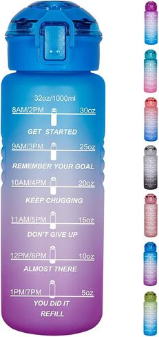 Goothdurs 24oz/32oz/50oz زجاجة ماء تحفيزية مع تذكير علامة الوقت - زجاجات تعقب المياه مع أوقات للشرب - BPA مقاوم لـ BPA Free Rative Sports Daily Bottle in Saudi Arabia