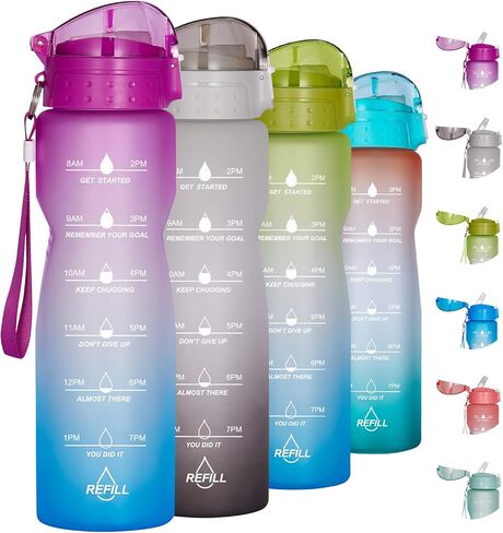 Goothdurs 24oz/32oz/50oz Motivational Water Bottle with Time Marker Reminder – Water Tracker Bottles with Times to Drink - Leak-Proof BPA Free Hydration Sports Daily Water Bottle Jug in Kuwait