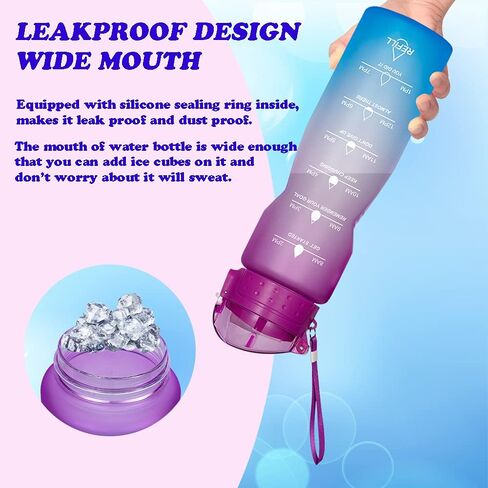 Goothdurs 24oz/32oz/50oz Motivational Water Bottle with Time Marker Reminder – Water Tracker Bottles with Times to Drink - Leak-Proof BPA Free Hydration Sports Daily Water Bottle Jug in Kuwait