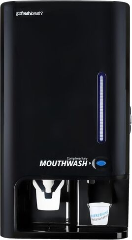 GotFreshBreath Manual Mouthwash Dispenser with Cup Holder – Standing or Wall-Mounted, Slim, Commercial or in-House Dispenser with 100 Cups & 50 Oz. Alcohol-Free Mouthwash (White)… in Saudi Arabia