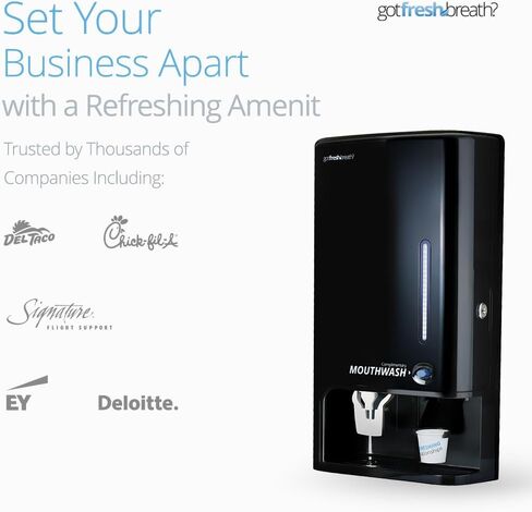 GotFreshBreath Manual Mouthwash Dispenser with Cup Holder – Standing or Wall-Mounted, Slim, Commercial or in-House Dispenser with 100 Cups & 50 Oz. Alcohol-Free Mouthwash (White)… in Saudi Arabia