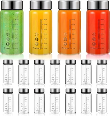 12 Pack Glass Juice Bottles Bulk 12 oz Wide Mouth Glass Water Bottles with Lids Scale Marker Leak Proof Reusable Shaker Juice Containers for Juicing Smoothies Milk Protein in Saudi Arabia