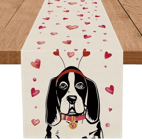 عيد الحب يوم الجدول عداء غولدن شابك الكلب الحب قلوب القلوب المطبخ طاولة طاولة العطلة الذكرى السنوية in Kuwait