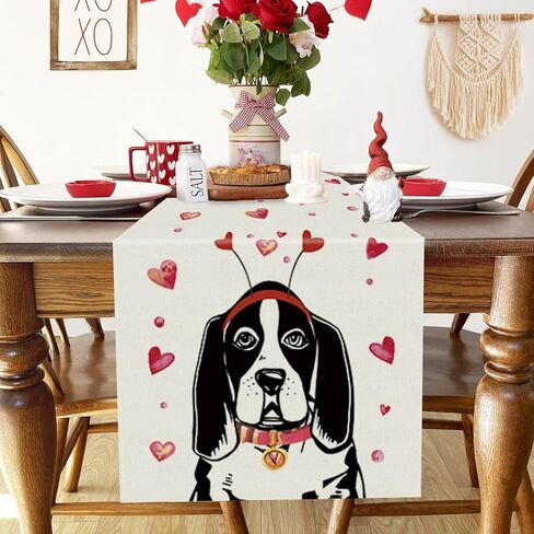 عيد الحب يوم الجدول عداء غولدن شابك الكلب الحب قلوب القلوب المطبخ طاولة طاولة العطلة الذكرى السنوية in Kuwait