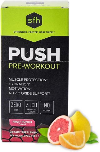 SFH Push Pre-Workout Powder (Lemonade) BCAAs for Muscle Repair | Electrolytes | Non-Dairy, No Artificial Flavors, Colors, Sugar, Soy, Gluten, or GMOs (Bag) in Saudi Arabia