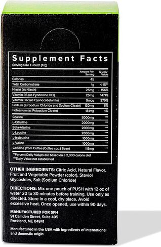 SFH Push Pre-Workout Powder (Lemonade) BCAAs for Muscle Repair | Electrolytes | Non-Dairy, No Artificial Flavors, Colors, Sugar, Soy, Gluten, or GMOs (Bag) in Saudi Arabia