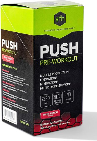 SFH Push Pre-Workout Powder (Lemonade) BCAAs for Muscle Repair | Electrolytes | Non-Dairy, No Artificial Flavors, Colors, Sugar, Soy, Gluten, or GMOs (Bag) in Saudi Arabia