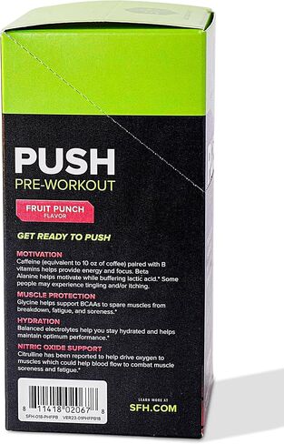 SFH Push Pre-Workout Powder (Lemonade) BCAAs for Muscle Repair | Electrolytes | Non-Dairy, No Artificial Flavors, Colors, Sugar, Soy, Gluten, or GMOs (Bag) in Saudi Arabia