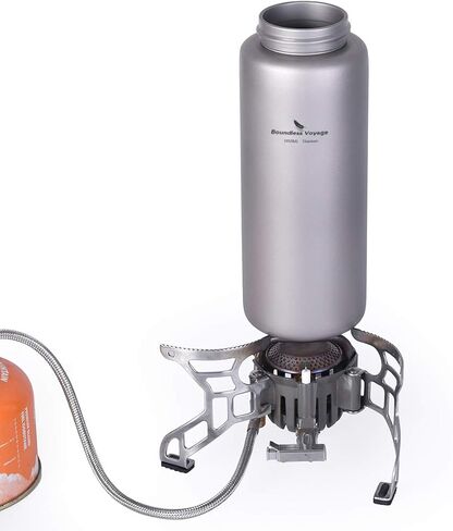 Ibasingo 1050ml/35.5 أوقية زجاجة مياه التيتانيوم مع مقبض في الهواء الطلق مقاومة للتسرب على عريض الفم الرياضة زجاجة التخييم شاي القهوة غلاية لتسلق المشي لمسافات طويلة الجري A-Ti3006d in Kuwait