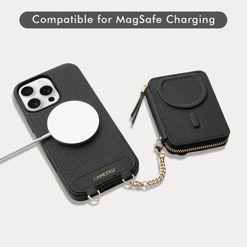 LAMEEKU for iPhone 16 Pro Max Case Wallet for Magsafe, Magnetic Card Holder Leather Crossbody Case with Phone Grip Stand for Women for iPhone 16 Pro Max 6.9'' White in Saudi Arabia