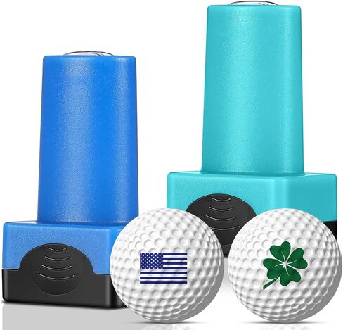 Gersoniel 2 Pack Golf Ball Stamp Self-Inking Golf Ball Stamp Markers Reusable Golf Ball Marking Tool to Identify Golf Balls for Golfer Gift Golfing Accessories(Cute) in Saudi Arabia