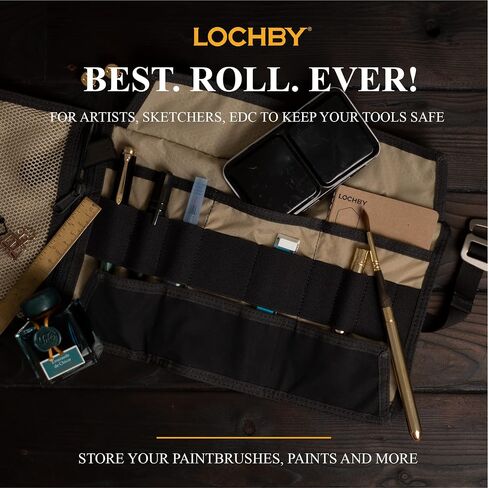 الفن والمنظم الإلكتروني | حقيبة أدوات Roll-rol edc لمحبي القلم والتكنولوجيا | متعدد الجيبات مع حلقات مرنة للأقلام والكابلات ومحركات الأقراص الصلبة الخارجية | قماش مشمع أنيق وخطافات ألومنيوم متينة in Kuwait