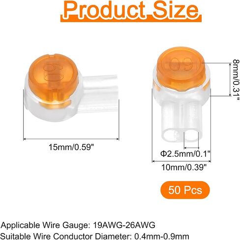 uxcell Wire Connectors Assortment Kit, K2/UY2 Crimp Terminal Connectors Assortment Kit, Butt Connectors, for Waterproof Telephone Line Data Phone Wire Connector, Orange, 20pcs in Saudi Arabia