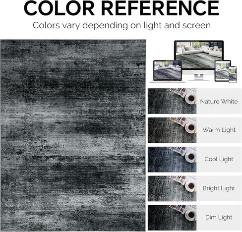 HOMBYS 9x12 Modern Area Rug for Living Room Bedroom, Large Boho Floor Carpet with Non-Slip Backing for Indoor Office Dining Room, Abstract Home Deco Non-Shedding, Khaki, Machine Washable in Kuwait