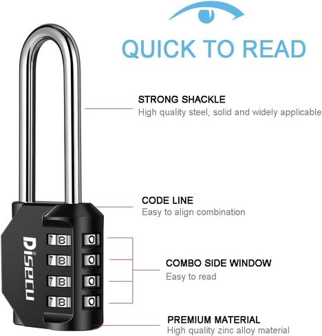 2 Pack disecu 2.6 Inch Long Shackle Combination Lock, 4 Digit Outdoor Waterproof Padlock for School Locker, Gym Locker, Storage Unit, Gate, Fence, Toolbox (Pink) in Saudi Arabia