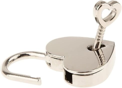 Wendin 1 Pieces Metal Heart Shaped Polished Padlock Wedding Bow Lock Jewelry Box Storage Box Lock Diary Book Skeleton Key Replacement Handbag Bag (Black, 1 Piece) in Saudi Arabia