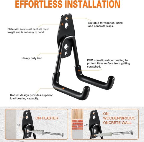 Heavy Duty Garage Hooks 6 Pack, 2.8 inch Small U Shaped Hanger, Wall Mounted Storage System, Power and Garden Tool Organizer, for Hanging Ladders, Hose, Bulk Items and More in Saudi Arabia