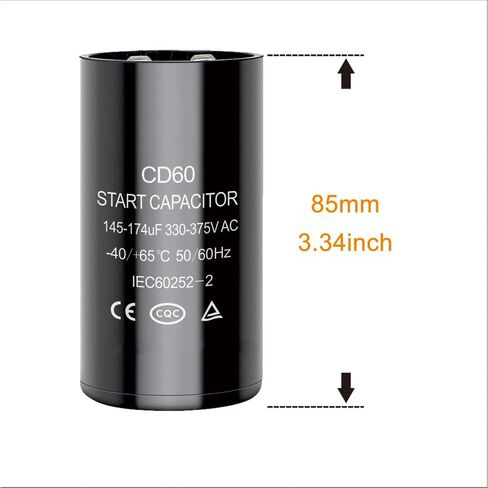 216-260 uf/MFD CD60 Round Start Capacitor ±20% 50/60 Hz 330-375 VAC Round Motor Well Pump Start Capacitor (216-260 uf/MFD, 1) in Saudi Arabia