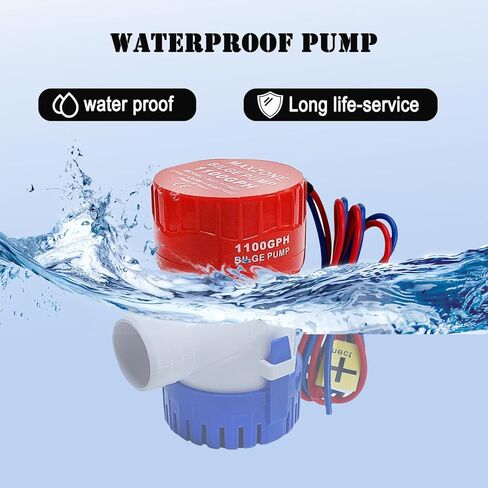 1-1/8 Inch Dia Outlet Bilge Pump, Automatic Submersible Bilge Water Pump for Boats, 12v 1100GPH Built-in Auto Float Switch in Saudi Arabia
