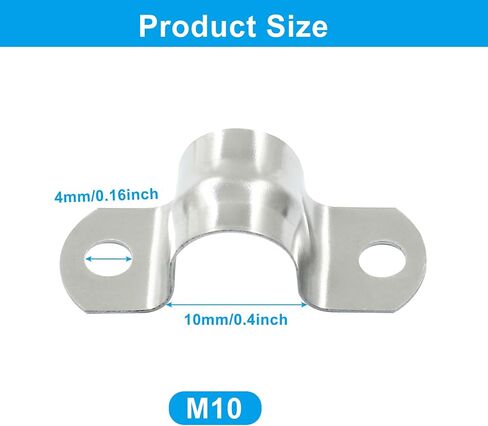25 Pack M5 Rigid Pipe Strap, 1/4 Inch Stainless Steel Two Hole Cable Strap, U Bracket Conduit Clamp for Fixing Tube, Cable, Pipe (Silver, 5 mm) in Saudi Arabia