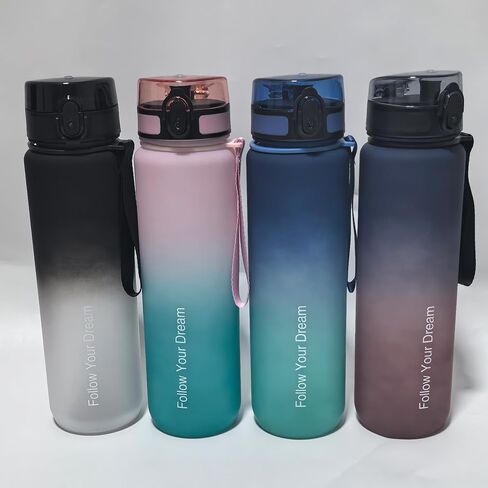 32oz Motivational Water Bottle, 'Follow Your Dream' Plastic Water Bottles Large Big Drinking Bottle Leakproof 1L/1000ml Water Jugs for Sports Gym Travel(Pink) in Saudi Arabia