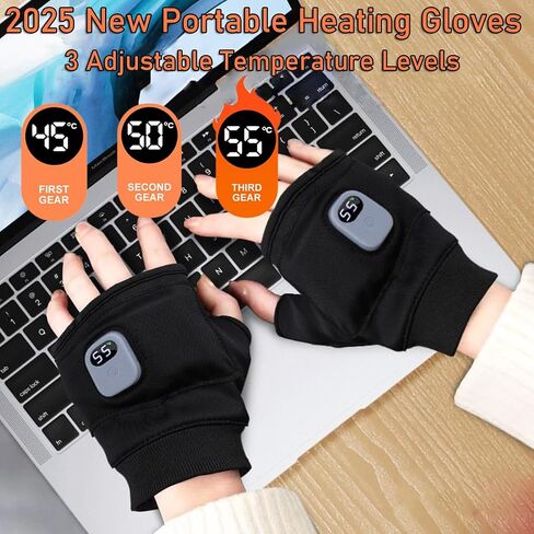 Heated Gloves, Upgraded Smart Thermostatic Electric Heated Fingerless Gloves Rechargeable, Winter Hand Warmer for Work Cycling Skiing Outdoor Snow for Women in Saudi Arabia